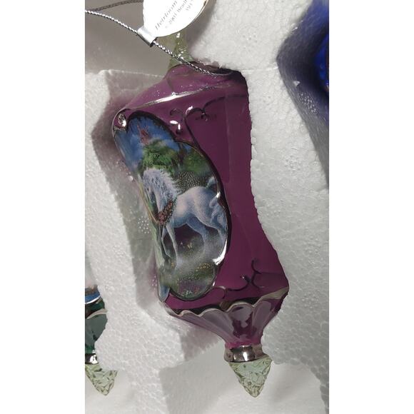 BRADFORD EXCHANGE Where Memories Begin set  3 Unicorn Christmas Ornaments - Picture 3 of 5